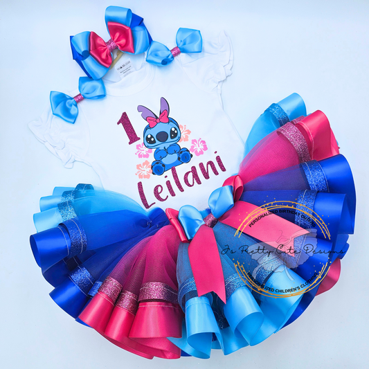Personalized Stitch Birthday Outfit for Girls | Tutu Birthday Set